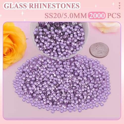 Image of 2000PCS SS20 /5mm Crystal Glass Rhinestones for Bedazzling (Violet) | Flatback Rhinestones for Crafting DIY Nail Art Makeup Decoration, Gems Diomand Charms for Tumbler Shoes Clothing Mug