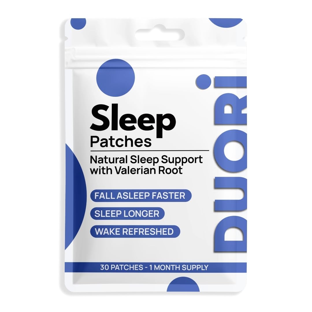 DUORI Sleep Patches for Adults - Valerian Root - Melatonin Free - Natural Sleep Aid with 5-HTP and Ashwagandha - 30 Patches 30 Count (Pack of 1)