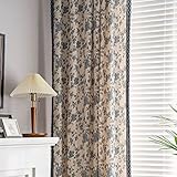 WAZZIO 2 Panel Navy Blue Floral Semi Blackout Curtains 96 inches Long,Farmhouse Curtains for Living Room Vintage Lace Rose Patterned Flower Curtains Dining Room Curtains Living Room Bedroom Curtains