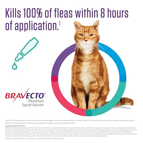BRAVECTO Topical Solution for Cats, Flea & Tick, 12 Week Supply, >13.8-27.5 lbs., Purple Box - Image 8