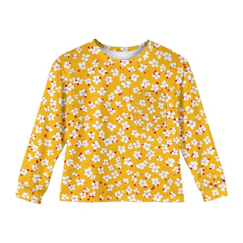 Girls' Long Sleeve Crewneck T-Shirt Soft Casual Top with Pocket Comfortable Fall Pullover for Kids2