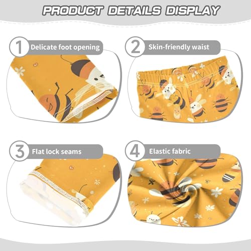 KLL Sweet Honey Pattern Cute Bees Happy Toddler Girls' Leggings Stretch Full Length Yoga Pants Exercise3