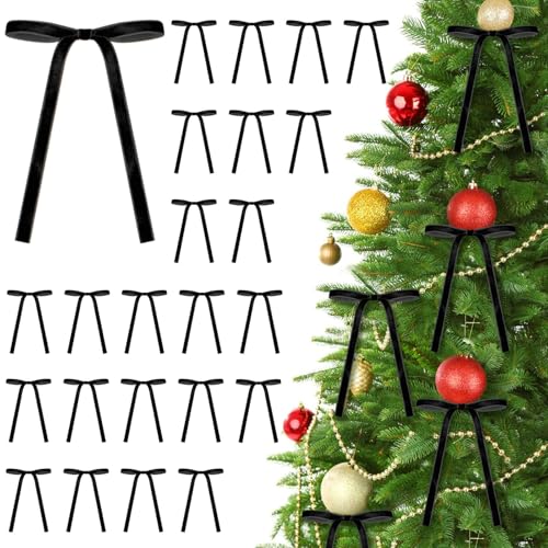 Weihnachtsdeko Innenbereich 26 24 Stück Samt Weihnachtsschleifen Geschenkschleifen, Vintage Schwarz...
