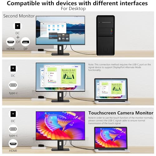 Image of Touchscreen Monitor 24 Inch with Webcam Full HD 2560x1440P @100Hz 10-Point Multi Touch Screen PC Monitor, HDMI VGA USB Port, Built-in Speakers