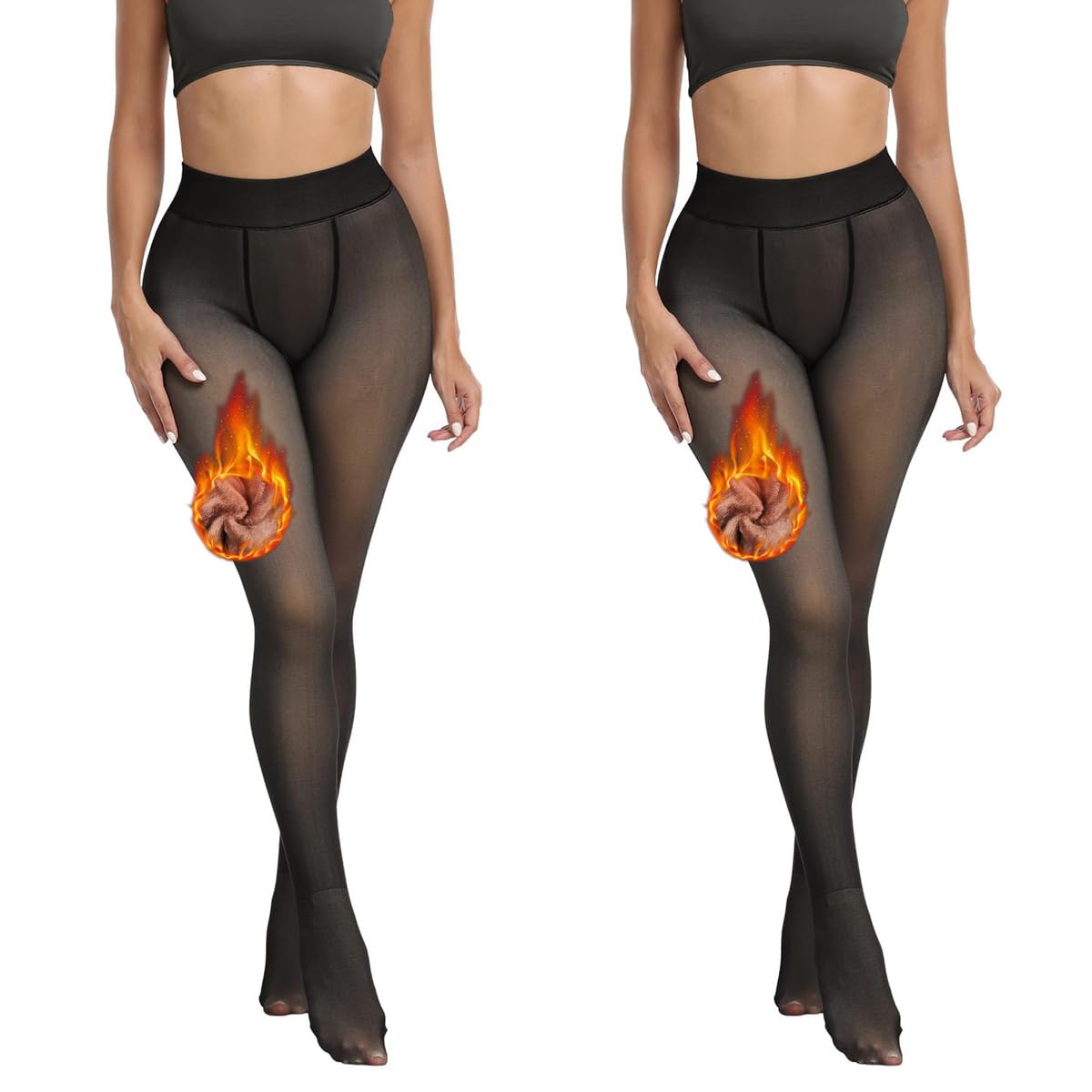 Warme Strumpfhose für Damen, mit Fleece gefüttert, hohe Taille, ultradick, durchscheinend, Winterstrumpfhose