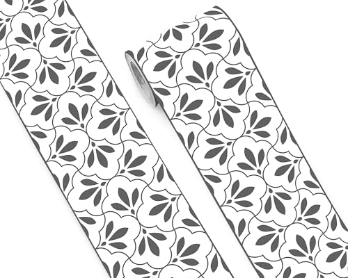 FLFK Wallpaper Border Black and White Patterns Peel and Stick Wall Border Self Adhesive Wallpapers for Living Room Bedroom Kitchen Bathroom 7