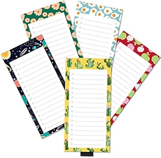 5 Pack Full Magnetic Notepads for Fridge with Pen Holder, Nature Universe Theme, 6" x 3", 50 Sheets, Magnet Memo Pad for Fridge, Locker, File Cabinet, to Do List, Grocery Shopping