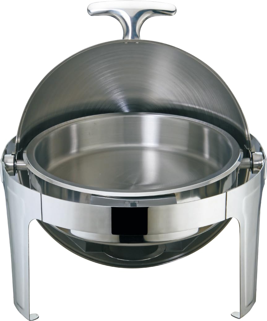 Vague Stainless Steel Round Roll Chafing Dish, Silver 6 Liter Capacity, 13-1252