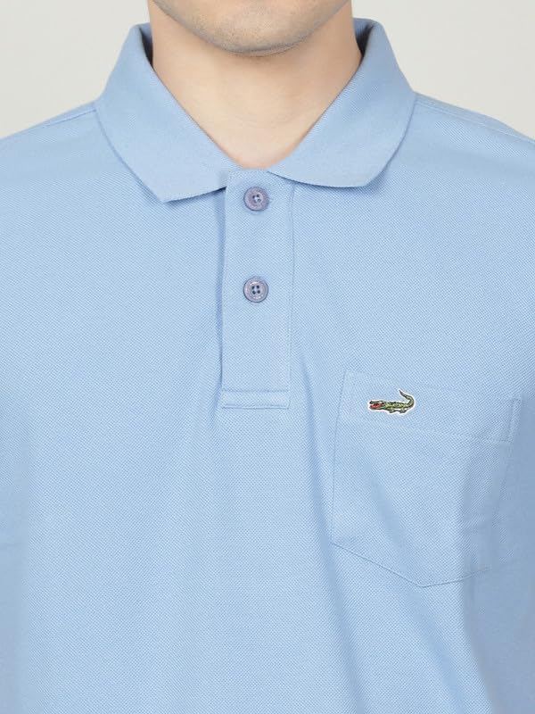 Image of CROCODILE Men's Solid Casual Wear T-Shirt | Polo Neck | Half Sleeves | Pull On | Regular