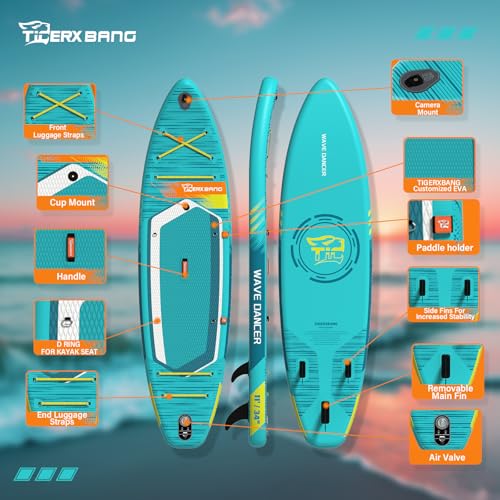 11'6"/11'/10' Inflatable Paddle Board with Complete Accessories, Versatile Premium Paddle Boards for Adults/Youth, Stand Up Paddle Board Polar/Wave/Sunny Wave Collection