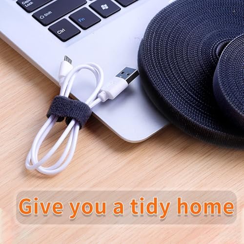 Image of IFNOW 32FT Reusable Fastening Tape Cable Ties Double-Sided Hook-and-Loop Cable Management Tape Strength and Durability 0.4'' /Width (2, Gray)