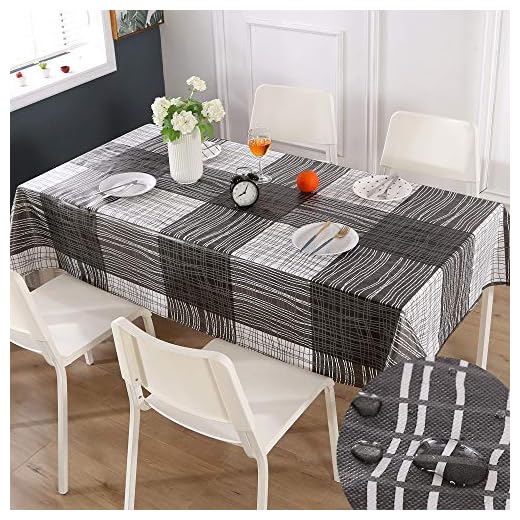 Qucover Mantel Mesa Resinado Antimanchas Impermeable Nórdico Moderno de Plástico PVC de Hule Rectangular Blanco para Cocina Comedor,140 x 240cm