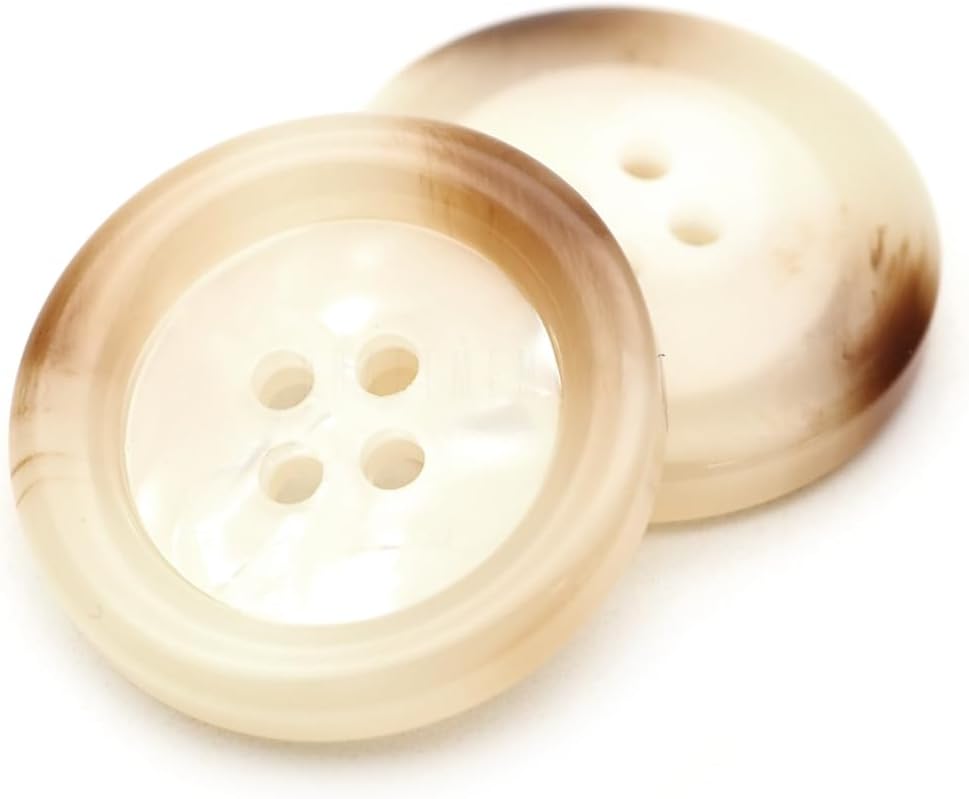 CRAFTMEMORE Tortoiseshell Resin Buttons 4 Holes Button for Garment Sewing Men's Suit DIY Crafts TG47 (23mm White, 144pcs)
