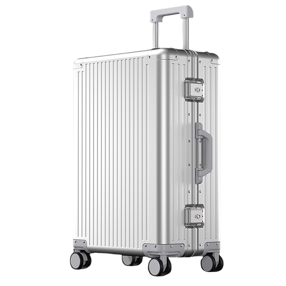 Walizka na kółkach z zamkiem błyskawicznym, wykonana w całości z aluminium, z 4 kółkami, sztywny bagaż podręczny, bagaż kabinowy, walizka na kółkach, metalowa aluminiowa walizka na kółkach, do podróży