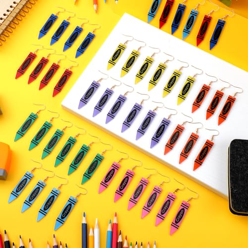 Nosiny 16 Pairs Halloween Crayon Earrings for Women Teachers Appreciation Gifts Crayon Jewelry Gifts for Teachers Gift Women Acrylic Drop and Dangle Earrings for Creative Jewelry3