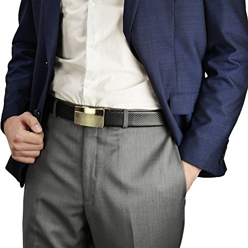 Leather Ratchet Belt for Men, Trim To Fit 18" - 56" Waist, Automatic Slide Buckle, Gift Box2