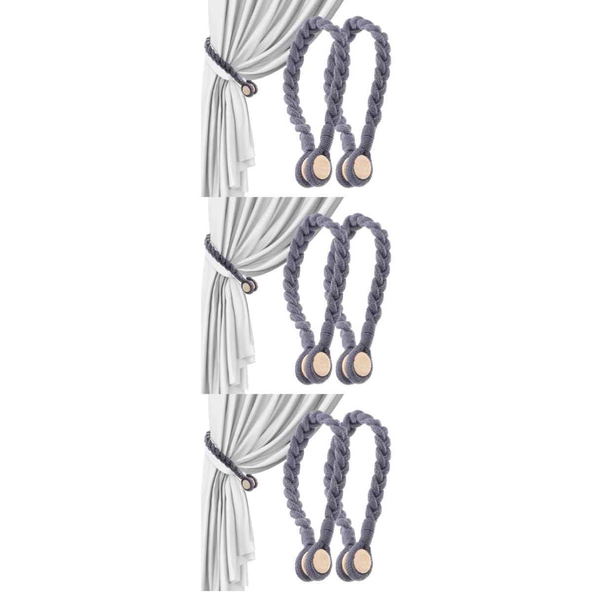 Zerodeko 6pièces Embrasses De Rideaux Magnétiques Corde Naturelle pour Décoration De Fenêtre Accessoire Moderne Et Élégant pour Salon Et Chambre