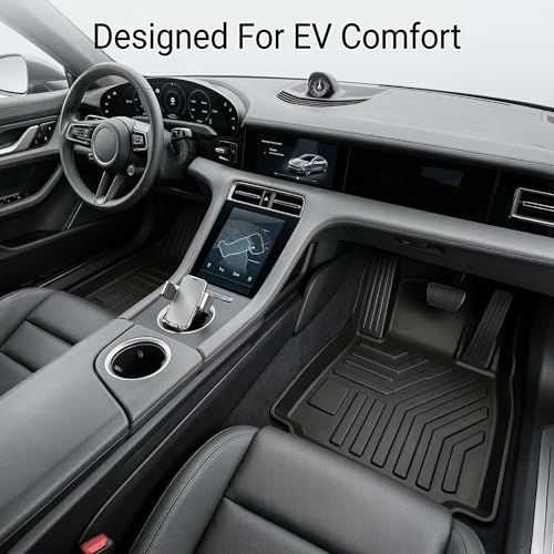 Image of EV MASTER Car Floor Mats for Tata CURVV EV Hybrid (2026 Onwards) Complete Set | Waterproof | Anti-Slip | Luxury Premium Car Mat | Full Coverage | Custom Fitted Car Foot Mats (5D Black)