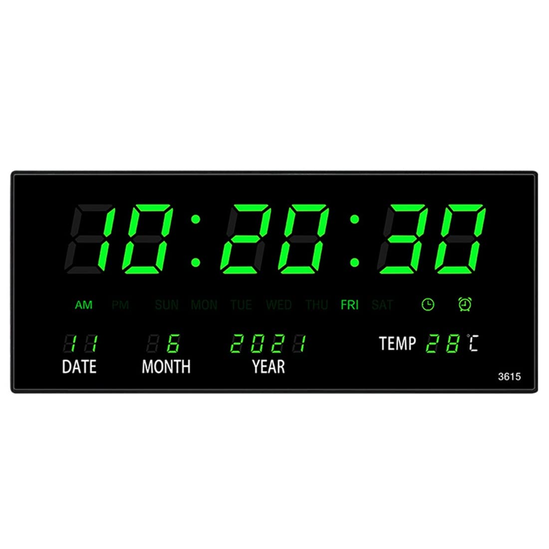 CTRLZS LED Calendar Electronic Clock Digital Wall Clock Alarm Hourly Chiming Temperature Table Clocks Home Green