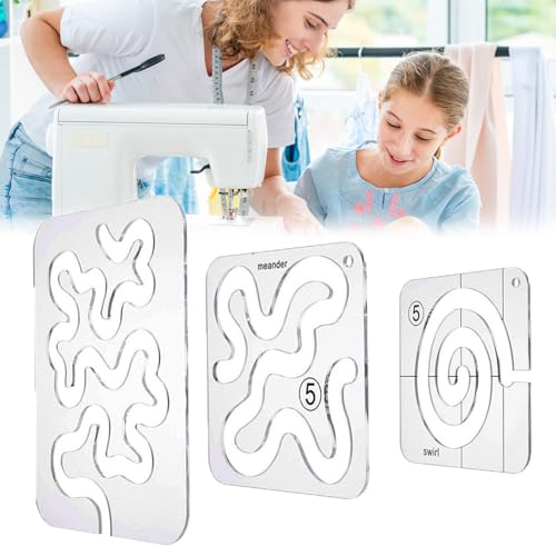 Henmanye Using Quilting Templates Rulers: Quilting Templates for Machine Quilting - Free Motion Quilting Template, Quilting Rulers 3PC