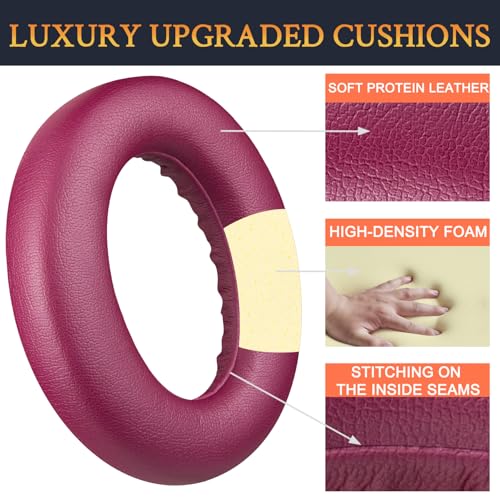 Image of SOULWIT Replacement Earpads for Bose QC Ultra /New QuietComfort Ultra(2nd Gen) Wireless Headphones, Ear Pads Cushions with Softer Protein Leather, High-Density Noise Isolation Foam - Deep Plum