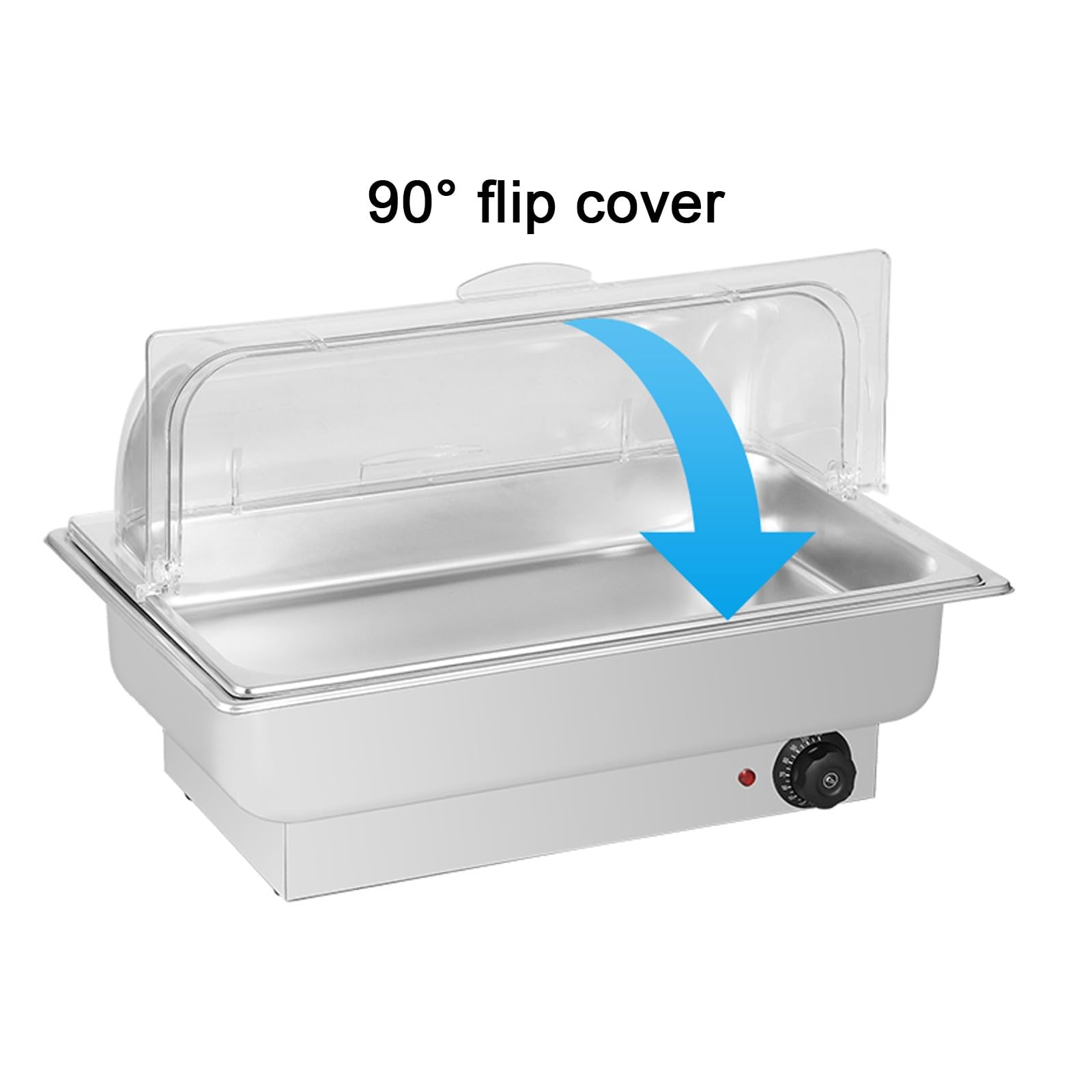 Scaldavivande Elettrico Acciaio Inox con Coperchio Trasparente Manopola per Regolare la Temperatura Contenitore Scalda Cibo per Buffet, Hotel, Banchetti(9L 1/1 Size)