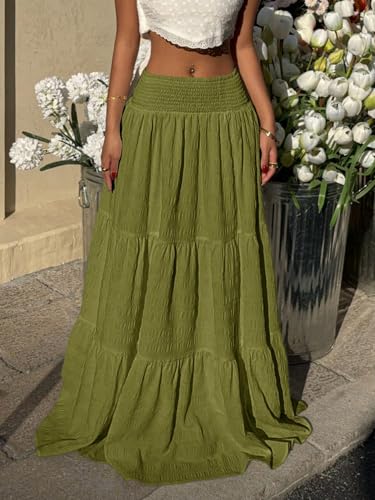 Women's Flowy Trendy Skirt Solid Color Low Waist Long Skirt4