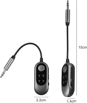 Wireless Audio Transmitter Receiver 2 In 1 5.3 With 3.5mm Aux For TV Car Airplane PC Headphones Gym Equipment Grey
