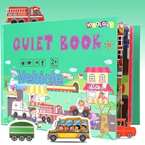 Kidology Montessori Quiet Book for Toddlers | Busy Book for Kids to Develop Learning Skills | Preschool Educational Travel Toy for Boys and Girls Sensory Book Interactive for Kids (Vehicle)