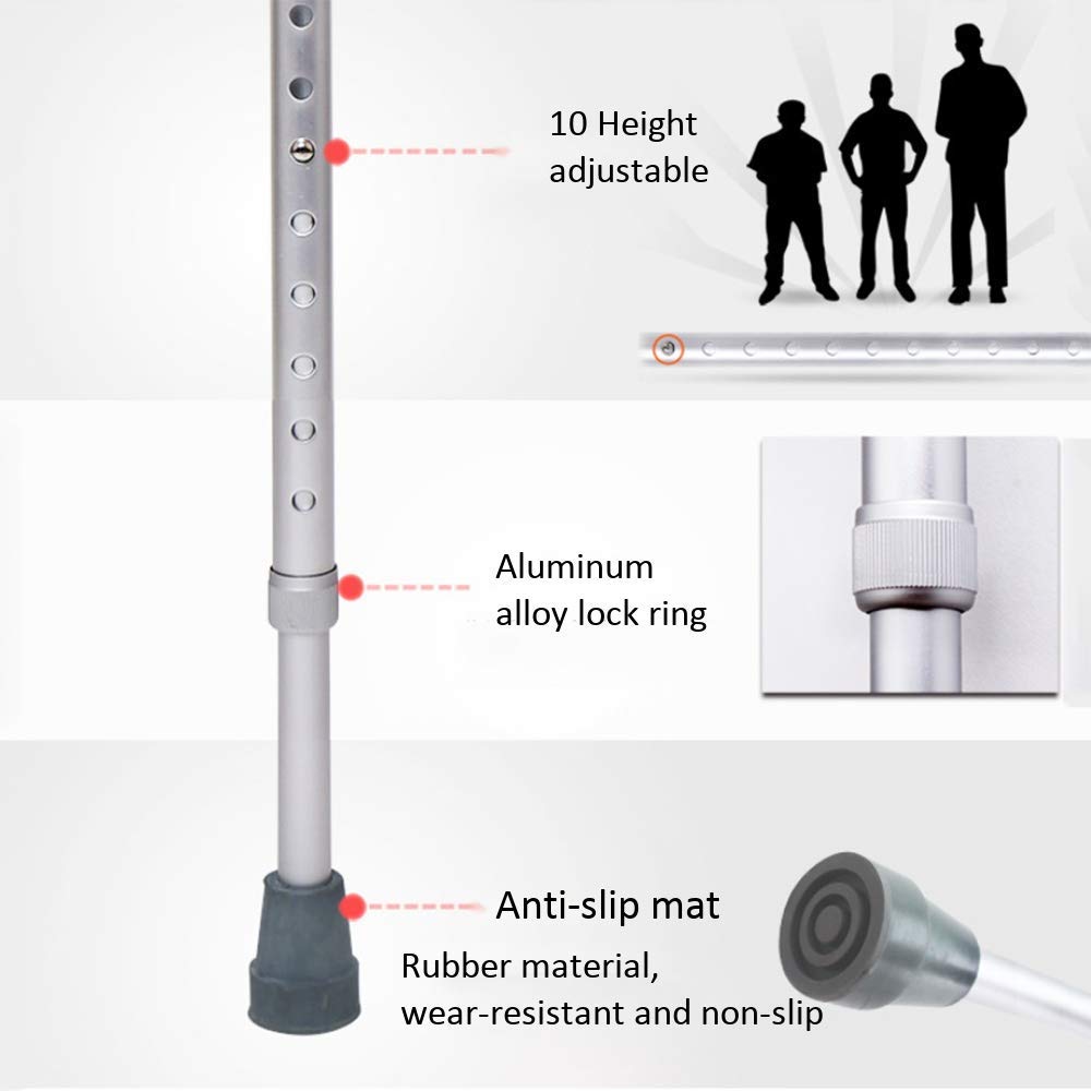 Stampelle regolabili, impugnatura standard, assistenza per stampelle per avambraccio, ausilio per camminare leggero, bastone da passeggio, stampelle comode con impugnatura morbida, interessanti