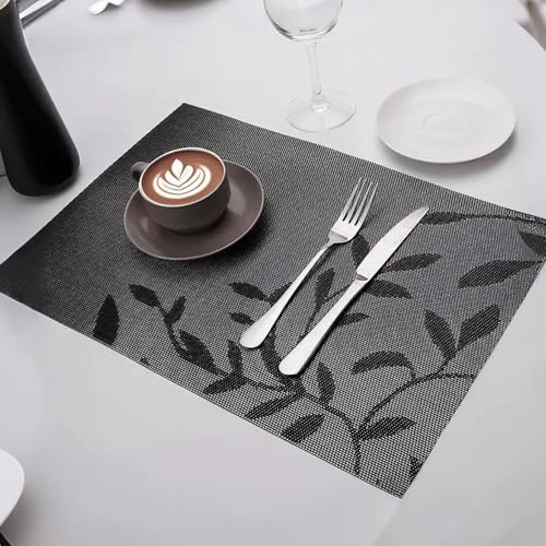 Image of GDNK Washable PVC Heat Resistant Colorful Place Mats for Kitchen Dining Table Mates Washable Heat-Resistant for Dining Table (4 Pack) (Black)
