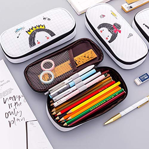 Bolsa para lápis de lona Handfly Student super grande capacidade, pintada à mão, bolsa para caneta,