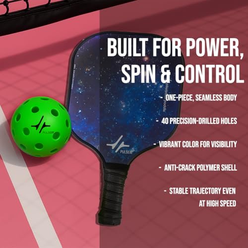 Image of PulseITRally Outdoor Pickleball Balls Set of 6 | 40 Precision Holes, Stable True Flight & Consistent Bounce | Durable High Visibility Pickle Balls for Training, Practice & Competition | Green
