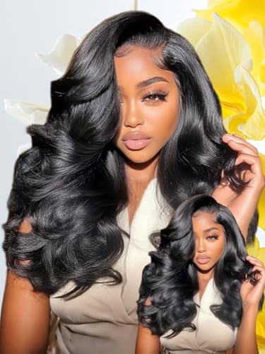 Image of Sunber Loose Body Wave 7x5 Lace Bye-Bye Slip Glueless Wig Feathered Layer Left Side Part 200% Density Wig with Secure Silicone Strips and Drawstring Pre Cut Lace Pre Bleached Invisible Knots 22Inch