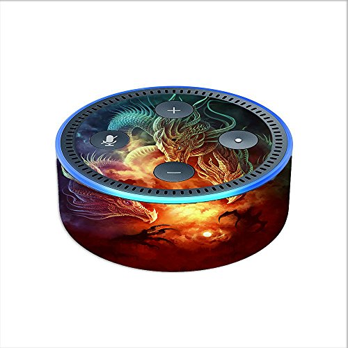 Skin Decal Vinyl Wrap for Amazon Echo Dot 2 (2nd Generation) / Dragons Fireball Magic
