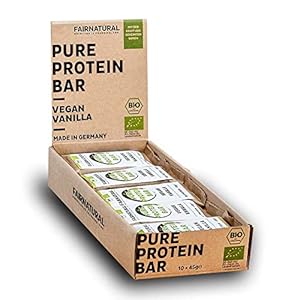 3K Vegan Protein Bars BIO Vanilla [uit Duitsland] Biologische Proteine Repen zonder Soja, Toegevoegde Suiker of Wei met Gekiemde Zaden – Plantaardige Premium Proteine Repen met Biologische Vanille (10x45g)