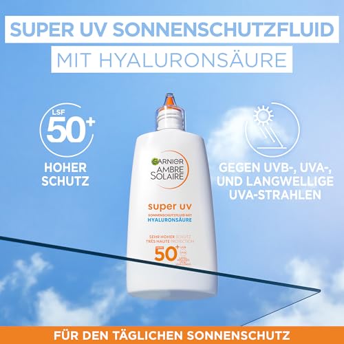 Garnier Ambre Solaire LSF 50+ Super UV Fluid Sonnenschutz, Sonnencreme mit Hyaluronsäure… – Ansicht 2