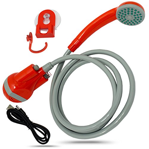 Perfect Life Ideas Handheld Indoor Outdoor Portable Shower - Hand Held Rechargeable Showerhead Pumps Water from Bucket or Tub - Best for Pets RV Cars Baby Camping Travel Beach Bidet Toilet Seniors