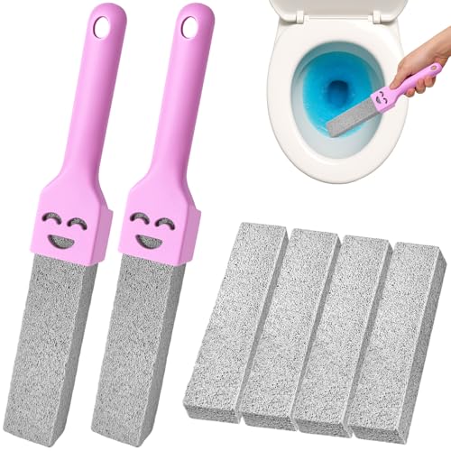 IBOPUXIU 6 PièCes Pierre Ponce Brosse WC, Brosse De Nettoyage Pierre Ponce, 2 PoignéEs RemplaçAbles, pour Toilettes, Nettoyage De Salle De Bain, Piscines,...