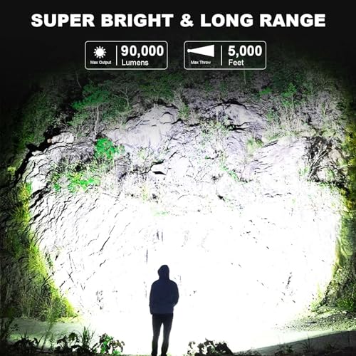LBE Rechargeable Spotlight, Super Bright 99,000 Lumens Led Flashlight Handheld Spot Lights Outdoor with Cob Light, 10000ɱAh Long Lasting Large Spotlight for Hunting Boating Camping - Image 3
