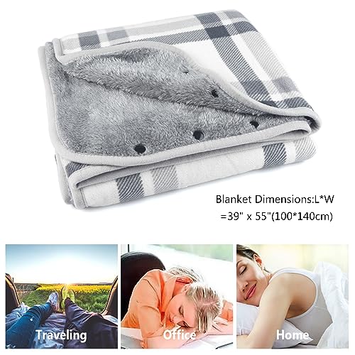 SIVENKE Damen Poncho Fleece Tragbare Decke, Karierte Schoßdecke Bequemer Poncho Plüschdecken Überwurf Schal Wickelbezug Umhang mit Knöpfen für Bett Sofa Büro