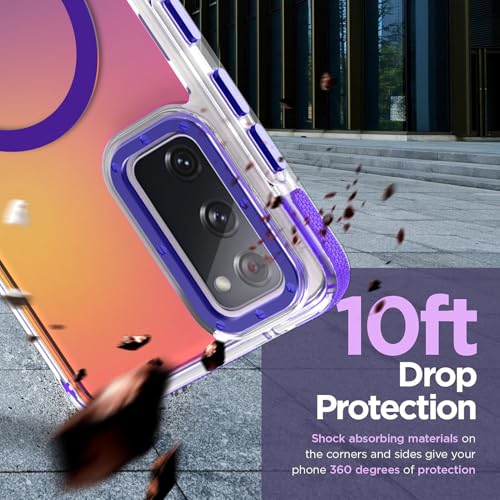 Image of Magnetic Case for Samsung Galaxy S20 FE 5G [Compatible with Magsafe] [Cute Fashion Fluorescent Design] [1 Screen Protector] Slim Translucent Matte Case for Galaxy S20 FE 5G 6.5 inch, Purple