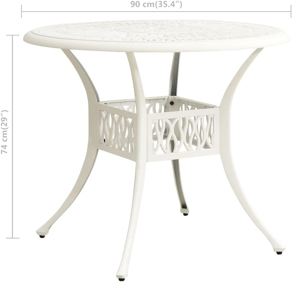 Outdoor Bar Table, Patio Coffee Table with Metal Legs, Bistro Metal Dining Table for Backyard Lawn Balcony Pool, Patio Table White 35.4"x35.4"x29.1" Cast Aluminum