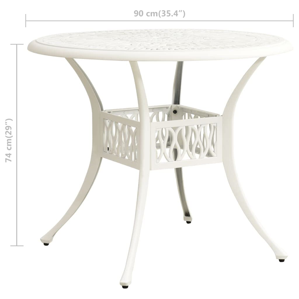 Refined Mesa de jardín Aluminio Fundido Blanco 90x90x74 cm