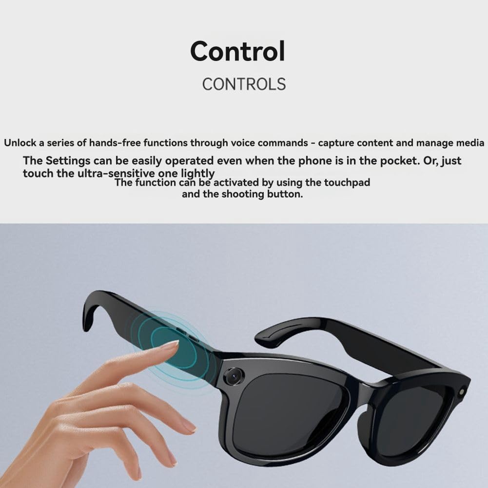 Occhiali intelligenti， Occhiali con fotocamera anti-vibrazione HD da 500 W, traduzione AI, chiamate, cuffie Bluetooth, occhiali, registrazione video, scatto di foto, vetro trasparente