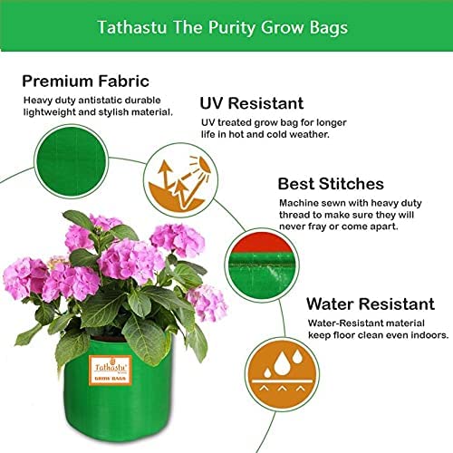 Image of Tathastu The Purity 12 X 18 Pack 5| 250 GSM Organics Terrace Home & Kitchen Gardening HDPE Circular 100% UV Treated Grow Bags (Plant Bags), Thick & Durable for Vegetable Fruits and Flower Plants (12 Diameter X 18 height, 5)