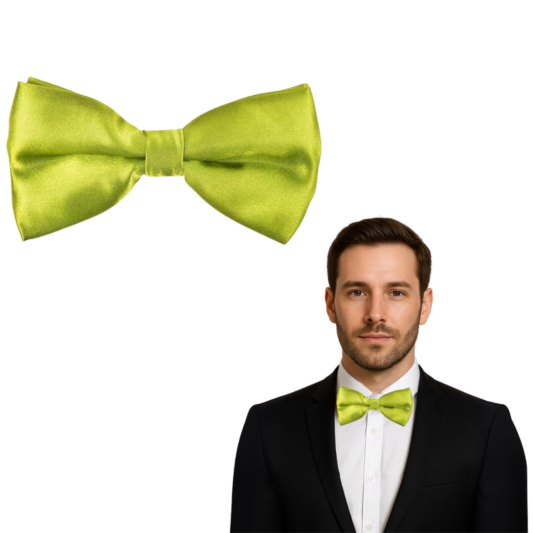 The Tie Company Men's Apple Green The Tie Co™ Adjustable Clip On Bow Ties, Clip On Pre-Tied Bow Tie For Wedding Party (Apple Green)