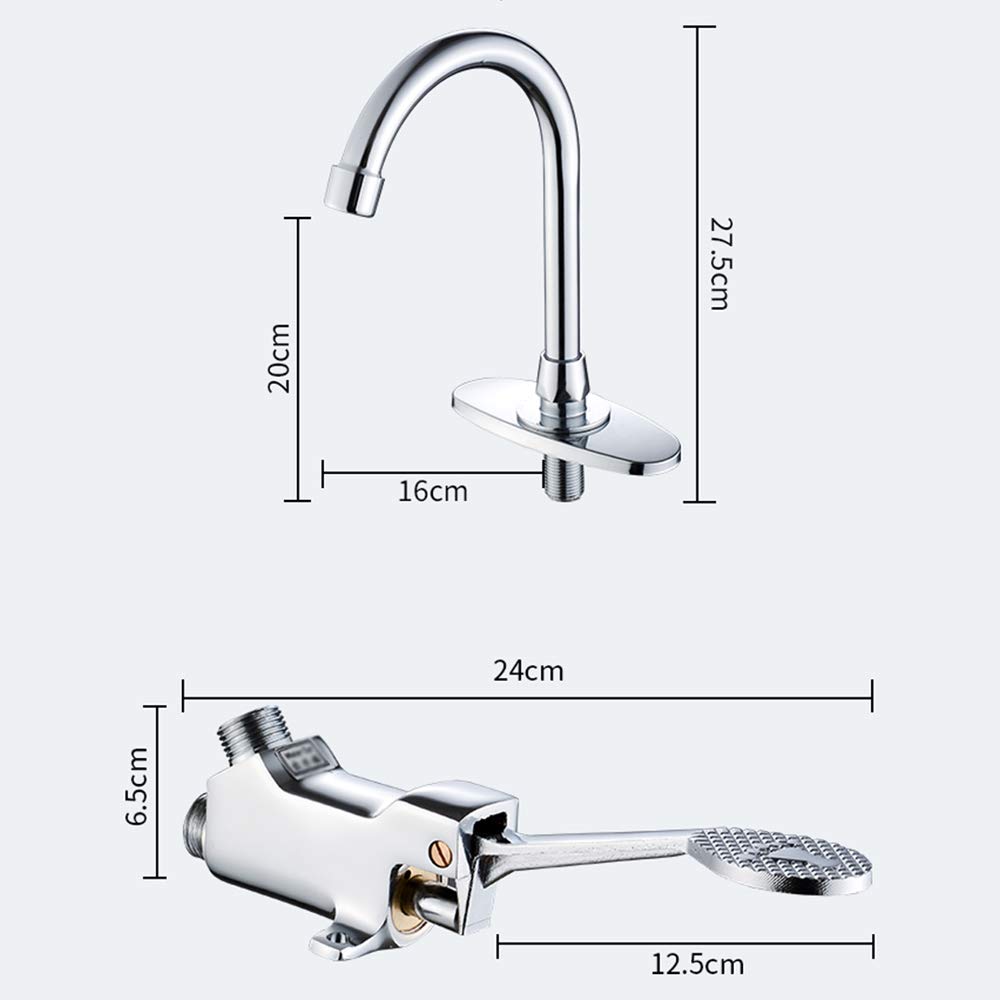 Mischbatterie, Feinkupfer, für Badezimmer, medizinisches Labor, Waschbecken, Fußpedal, Wasserhahn, Fußpedal, Messing, Waschbeckenmischer, Wasserhähne, einzelne Kalt-, Warm- und