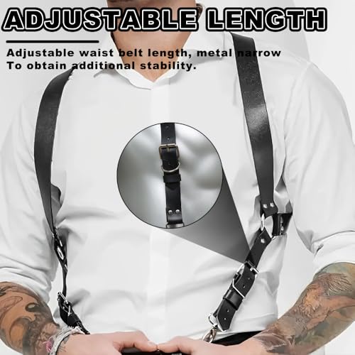 GKLWEJ Herren Leder Harness, Body Sex Punk Brust, Rave Outfit, Gay Unterwäsche, Clubwear, Gladiator Kostüm, Sklave Bandage, Verstellbar