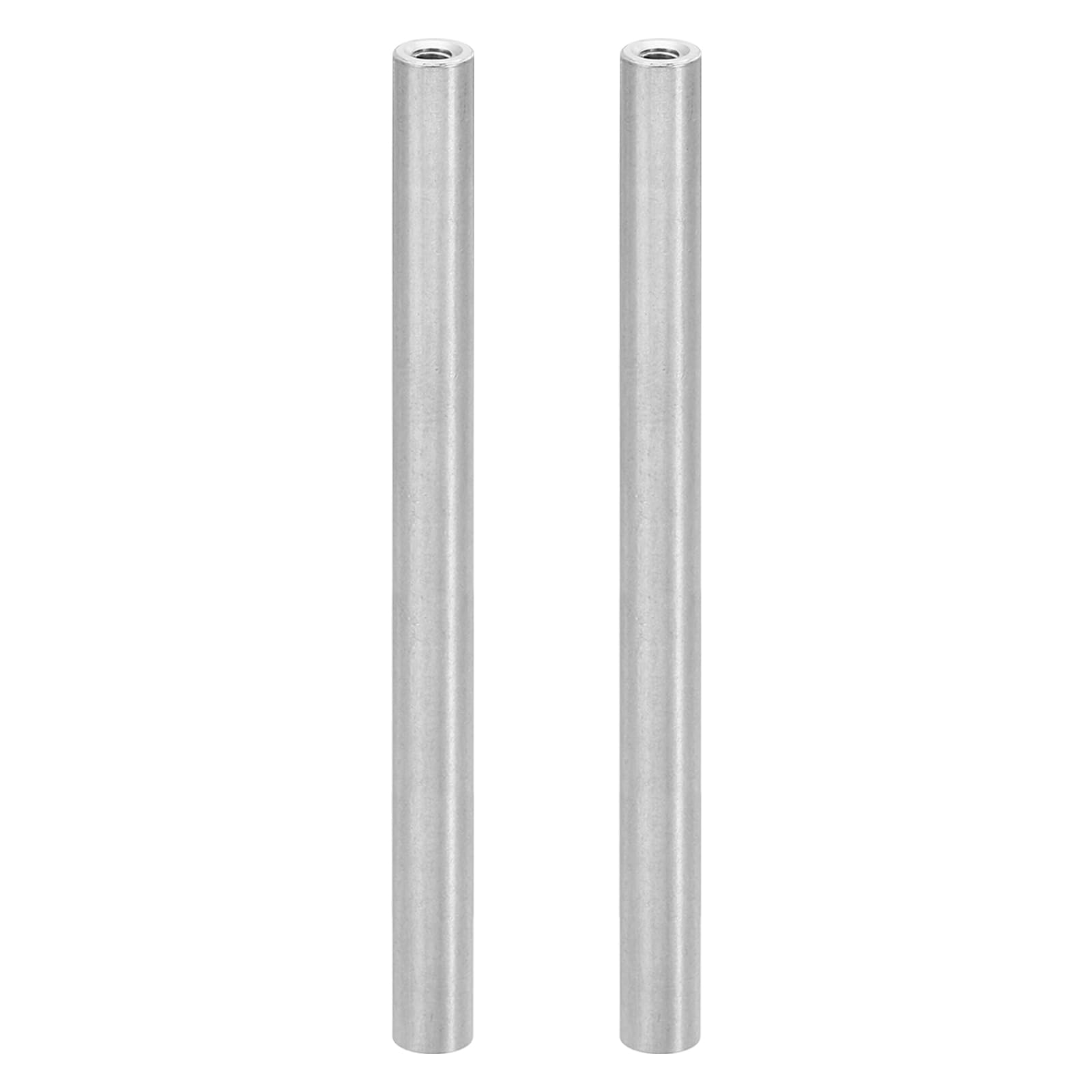 PATIKIL 2pcs M3 Metal Threaded Standoff Spacer Nuts, Round Aluminum Spacers Female Coupling Screws, 1/8" ID x 1/4" OD, Silver, (90mm L)